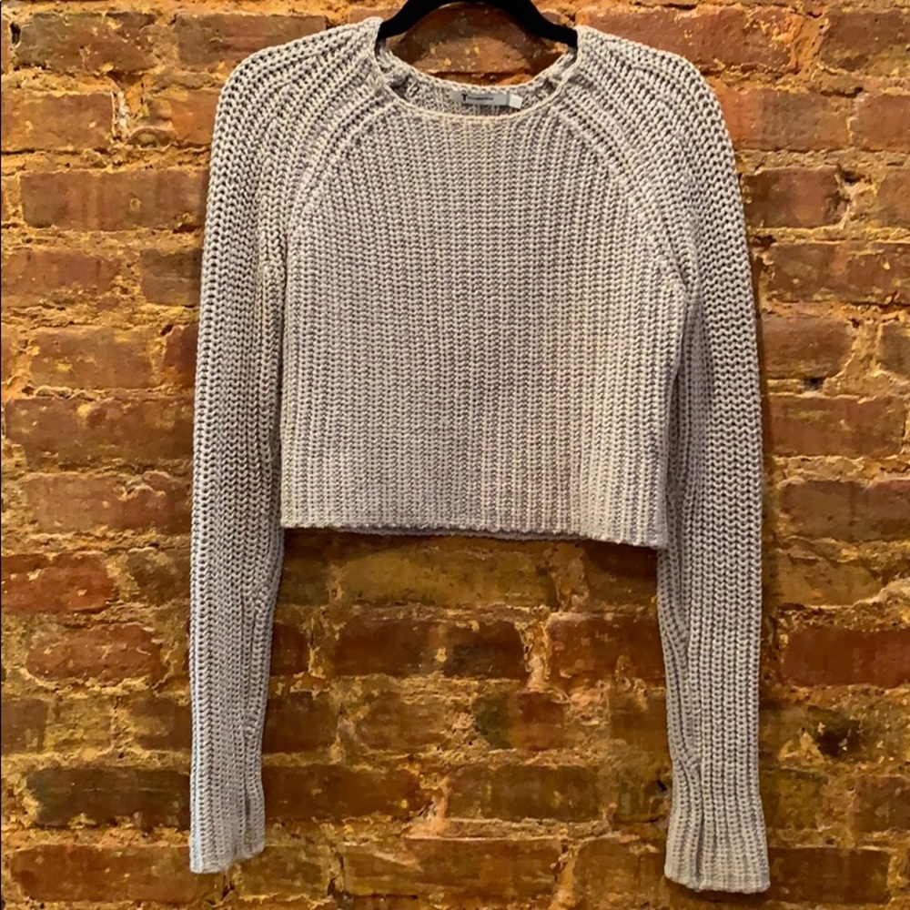 T Alexander Wang Chunky Grey Cropped Sweater